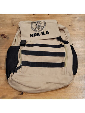 NRA-ILA Tactical Backpack Khaki Tan Embroidered Eagle Logo Range Bag Bug Out Bag